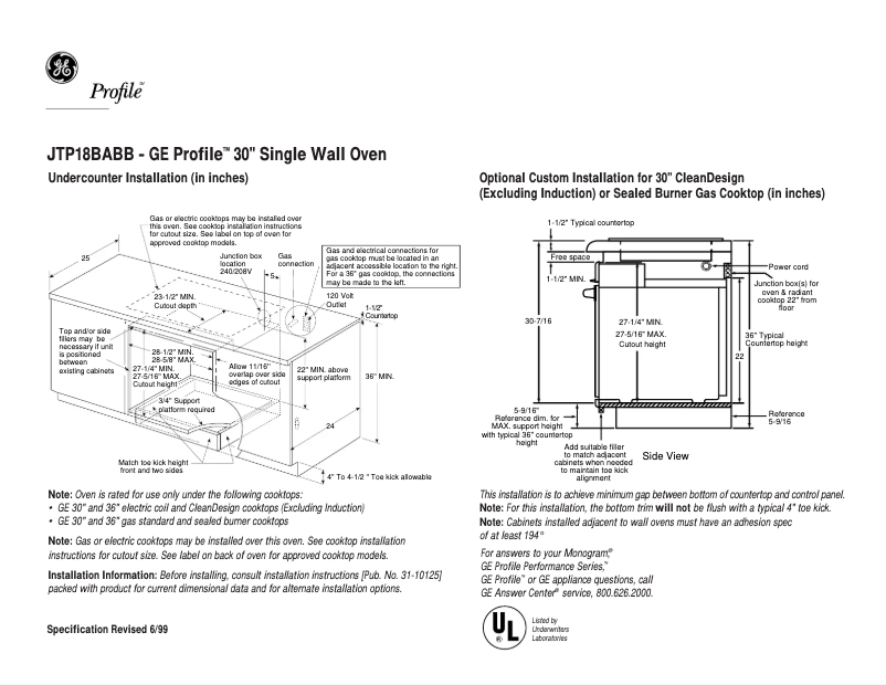 Imagen de la primera página del manual del dispositivo Profile JTP18BABB