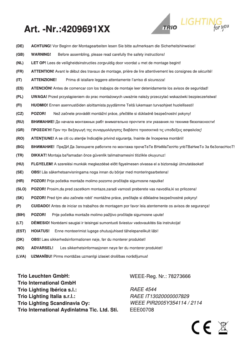 Image de la première page du manuel de l'appareil Ohio 420969142