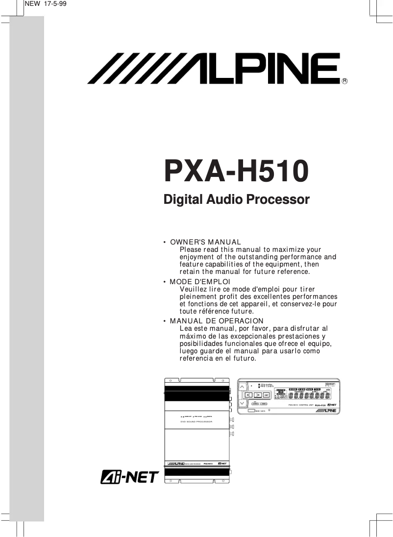 Page n°1 - Manuel utilisateur Alpine PXA-H510