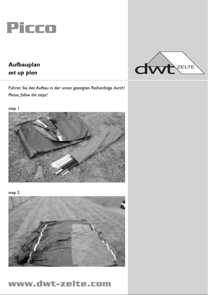 Page 1 de la notice Manuel utilisateur dwt-Zelte Picco