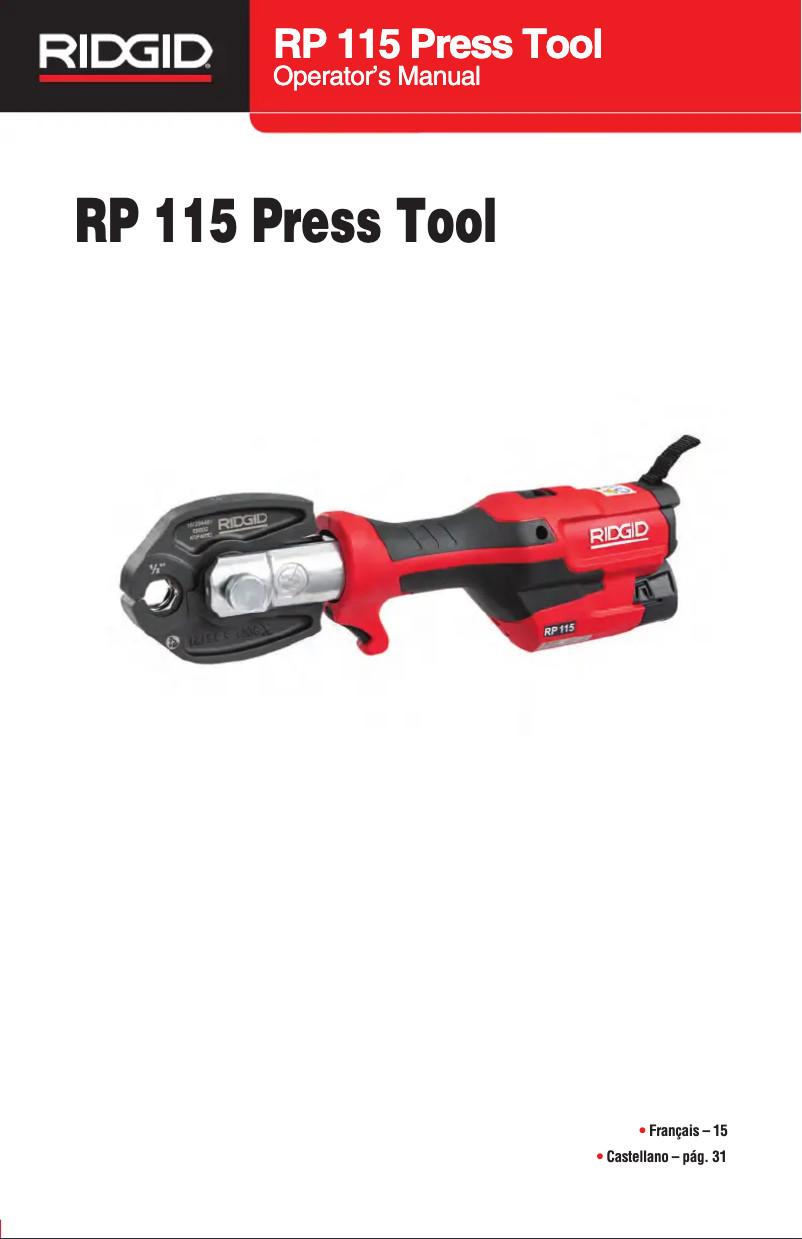 Image de la première page du manuel de l'appareil RP 115