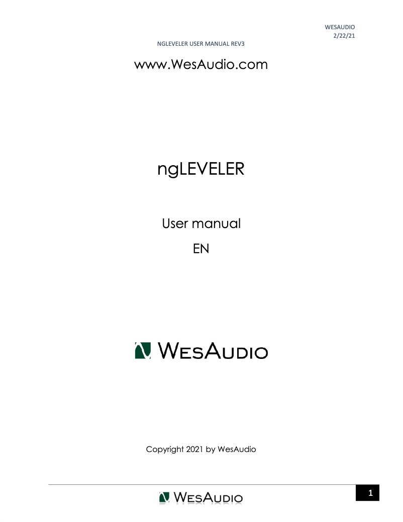 Page 1 de la notice Manuel utilisateur WesAudio ngLEVELER