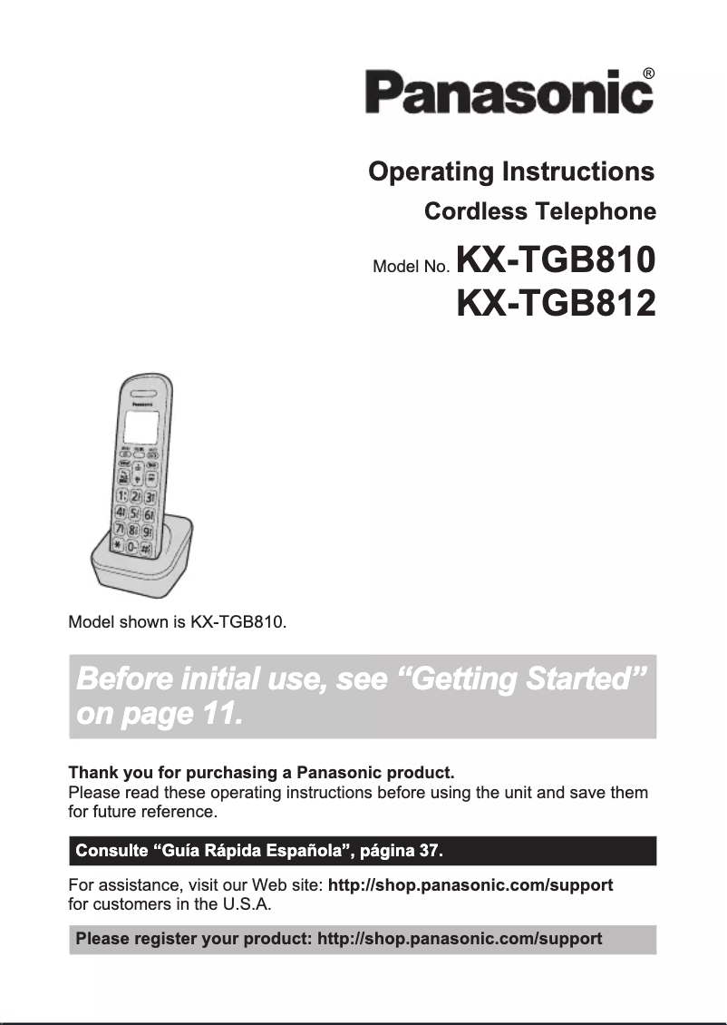 Imagen de la primera página del manual del dispositivo KX-TGB812