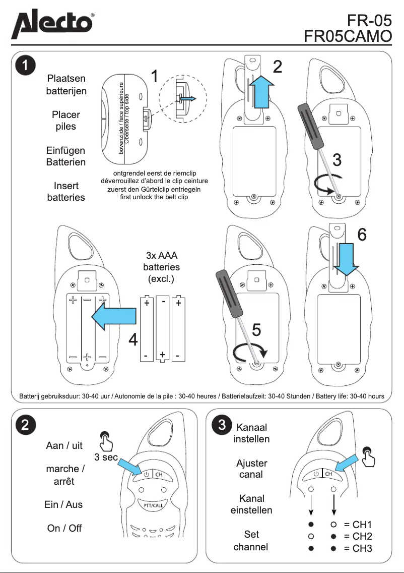 Page 1 de la notice Manuel utilisateur Alecto FR05CAMO