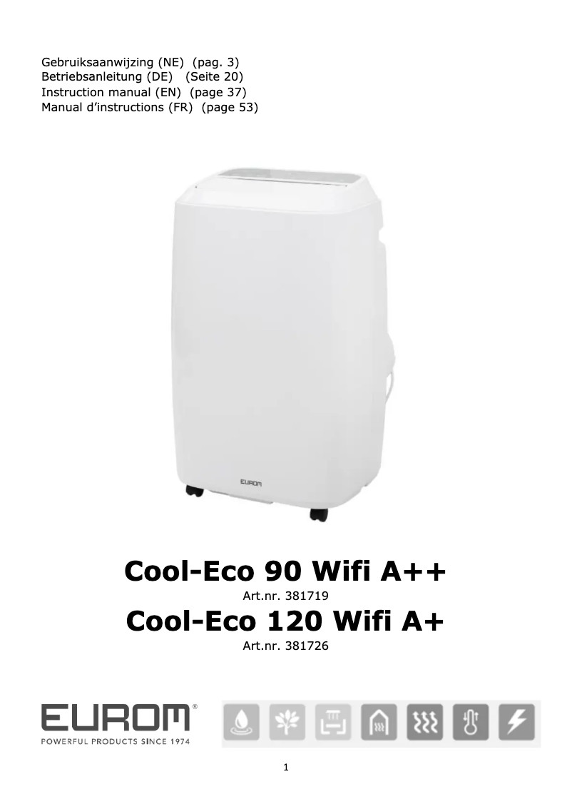 Page n°1 - Manuel utilisateur Eurom Cool-Eco 120 wifi A+