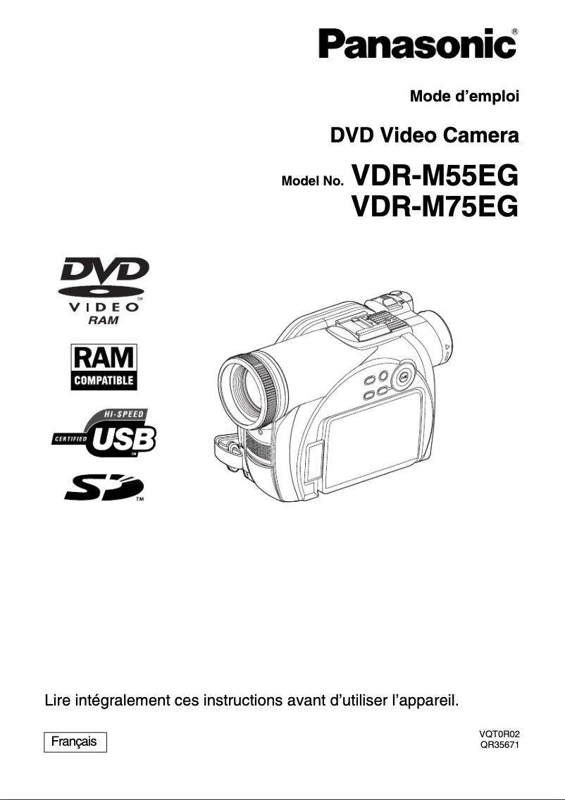 Page n°1 - Manuel utilisateur Panasonic VDR-M75EG