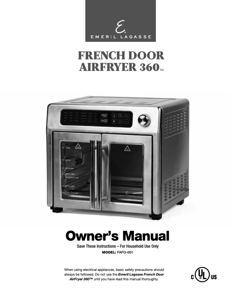 Page n°1 - Manuel utilisateur Emeril Lagasse French Door AirFryer 360 FAFO-001