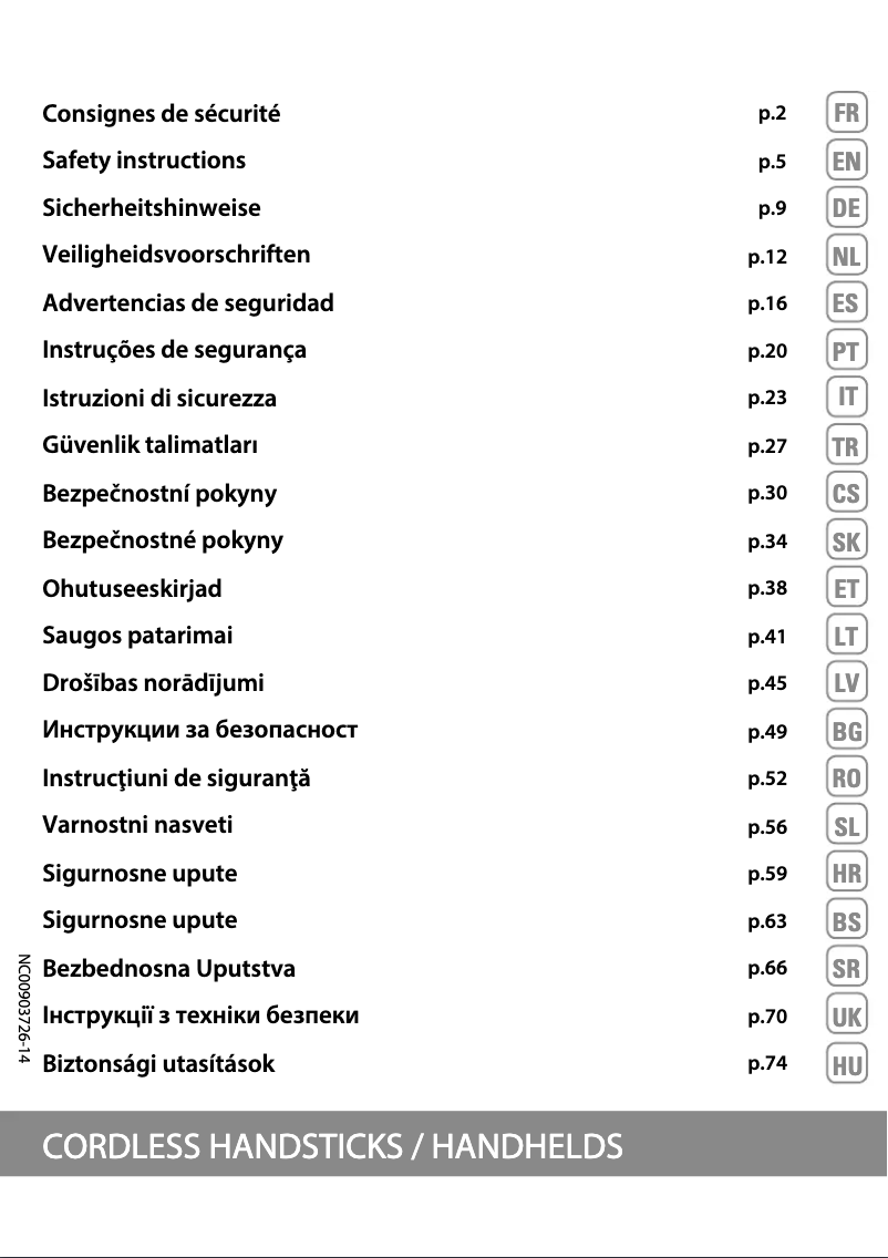 Image de la première page du manuel de l'appareil Air force Flex 560 RH9474WO