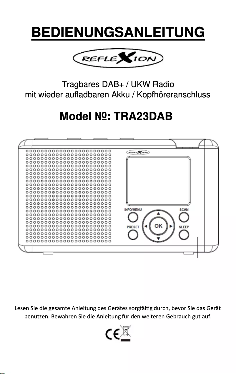 Page 1 de la notice Manuel utilisateur Reflexion TRA23DAB