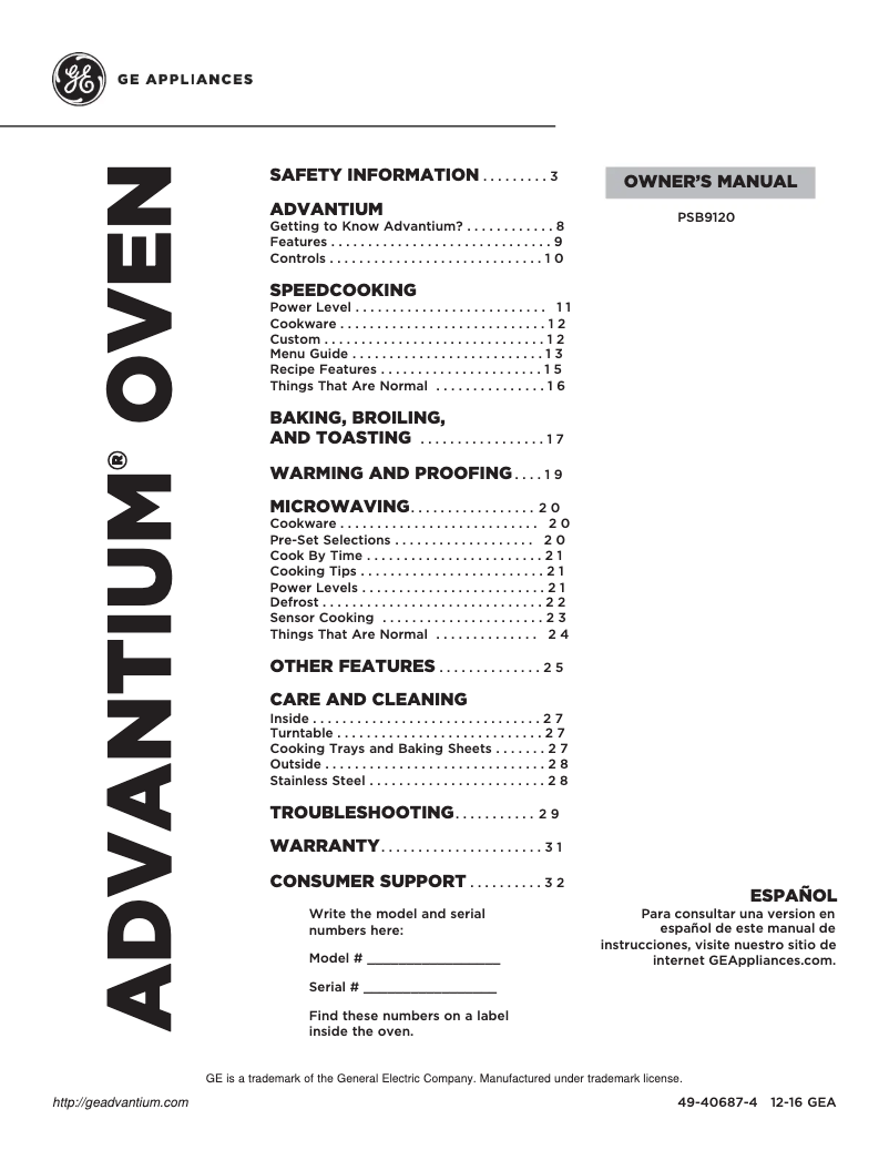 Page 1 de la notice Mode d'emploi GE PSB9120EFES