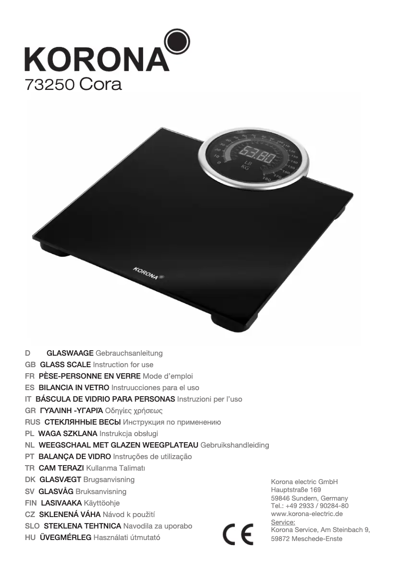 Page n°1 - Manuel utilisateur Korona Cora 73250