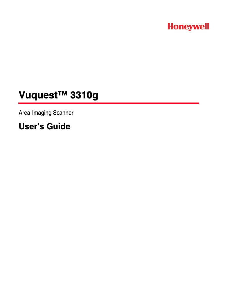 Page n°1 - Manuel utilisateur Honeywell Vuquest 3310g