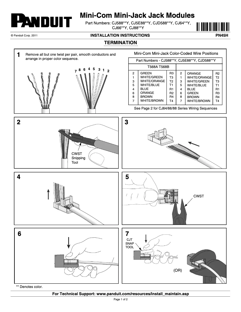 Page 1 de la notice Manuel utilisateur Panduit CJ66UIWY