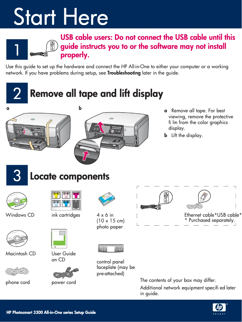 Image de la première page du manuel de l'appareil Photosmart 3300