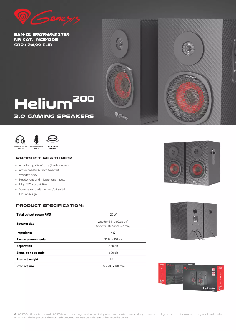 Page 1 de la notice Manuel utilisateur Natec Helium 200