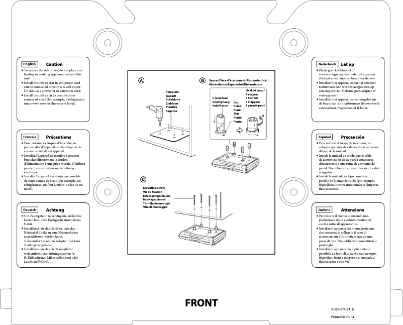 Page 1 de la notice Guide d'installation Sony ICF-CDK50