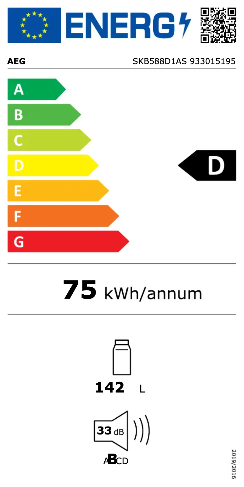 Page n°1 - Label énergétique AEG SKB588D1AS