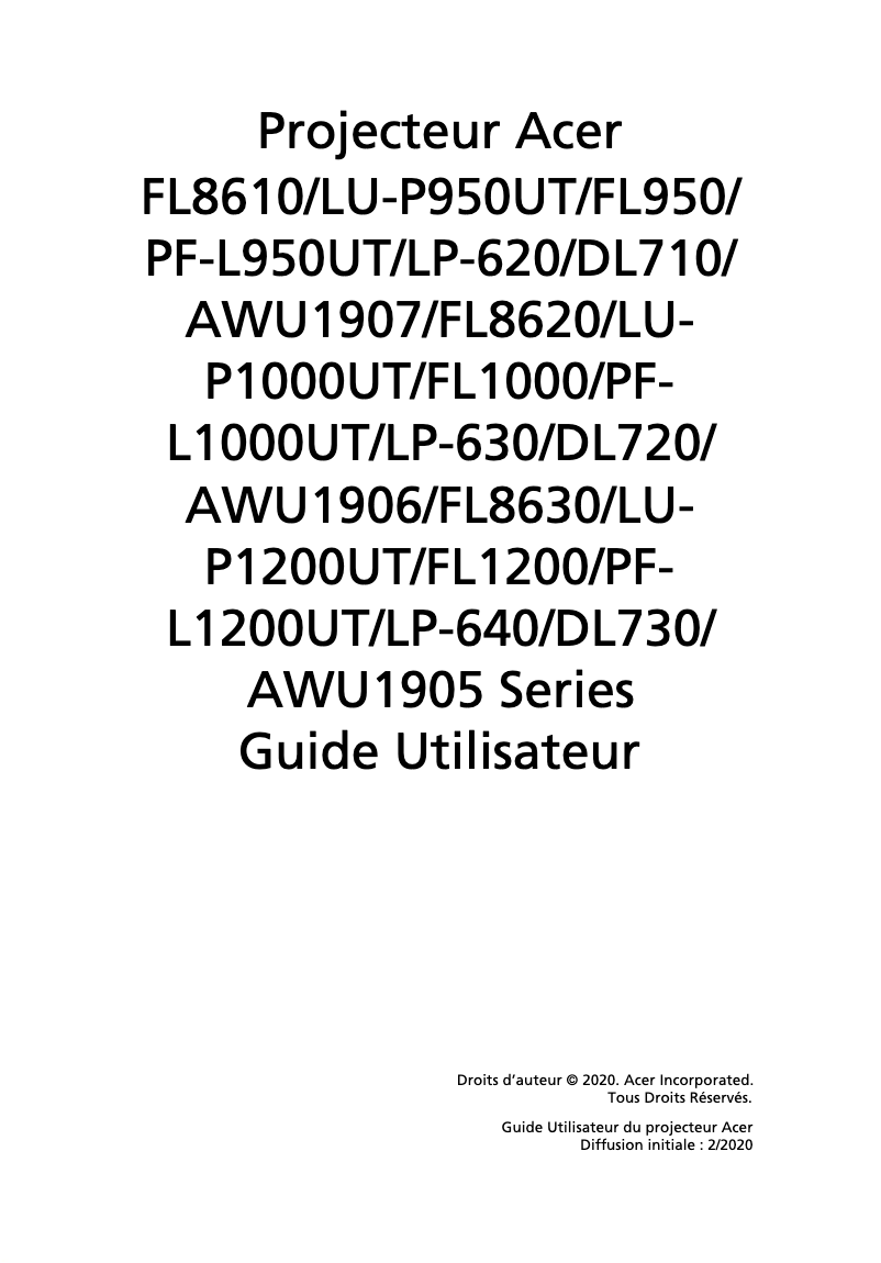 Page n°1 - Manuel utilisateur Acer FL8620
