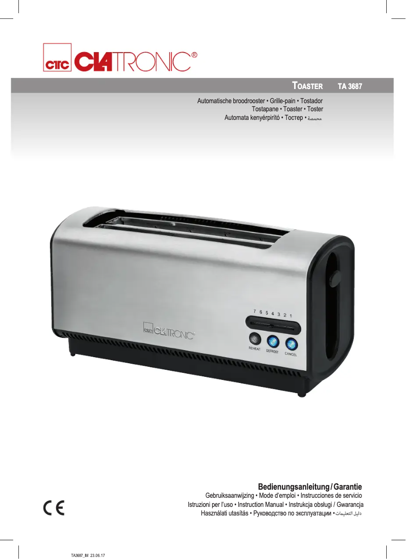 Page 1 de la notice Manuel utilisateur Clatronic TA 3687