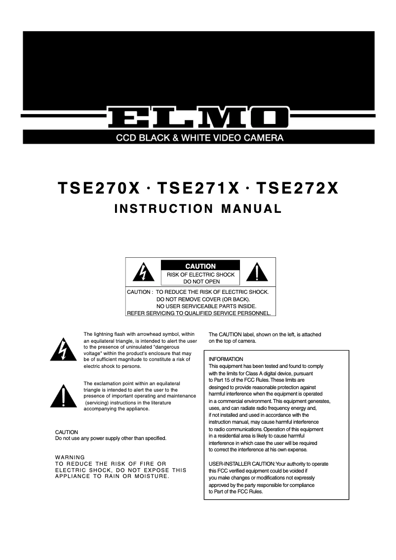 Page 1 de la notice Manuel utilisateur Elmo TSE270X