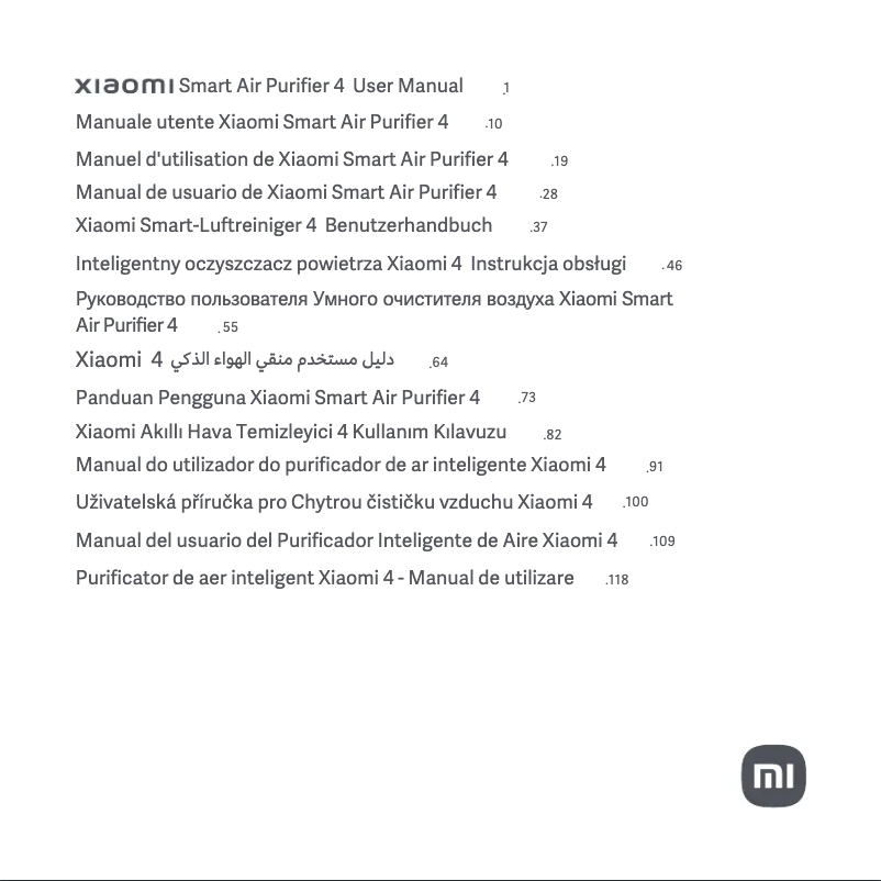 Page 1 de la notice Manuel utilisateur Xiaomi Smart Air Purifier 4