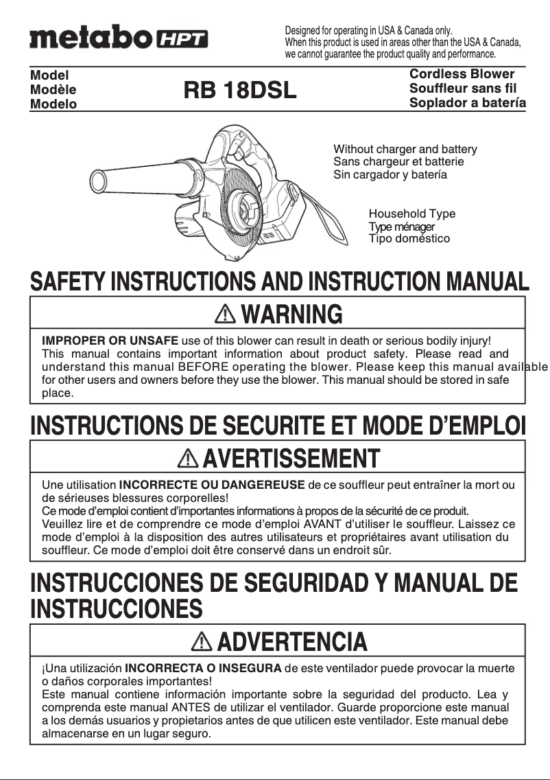 Image de la première page du manuel de l'appareil RB18DSL