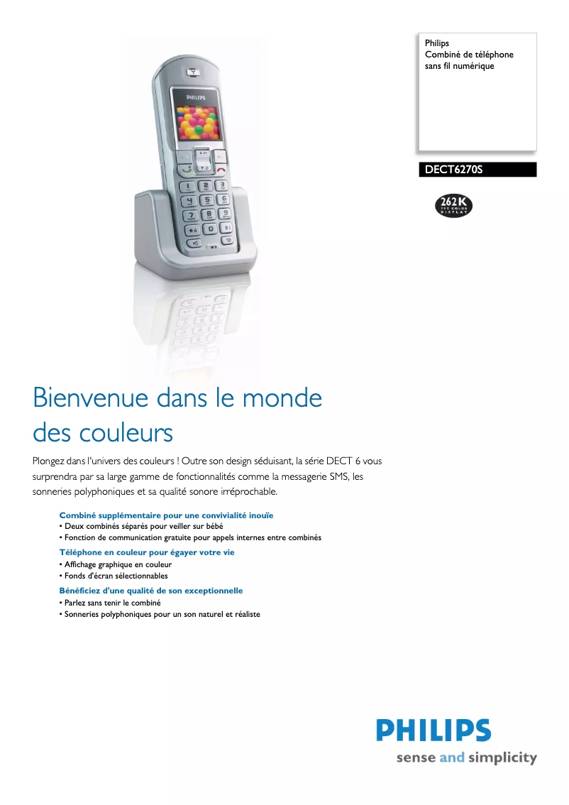 Página 1 del manual Ficha técnica Philips DECT 627