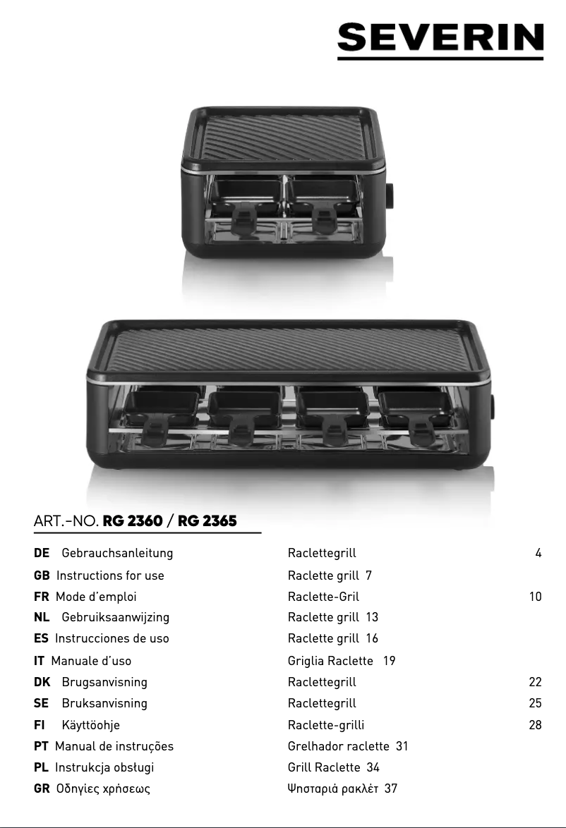 Page n°1 - Manuel utilisateur Severin RG 2360