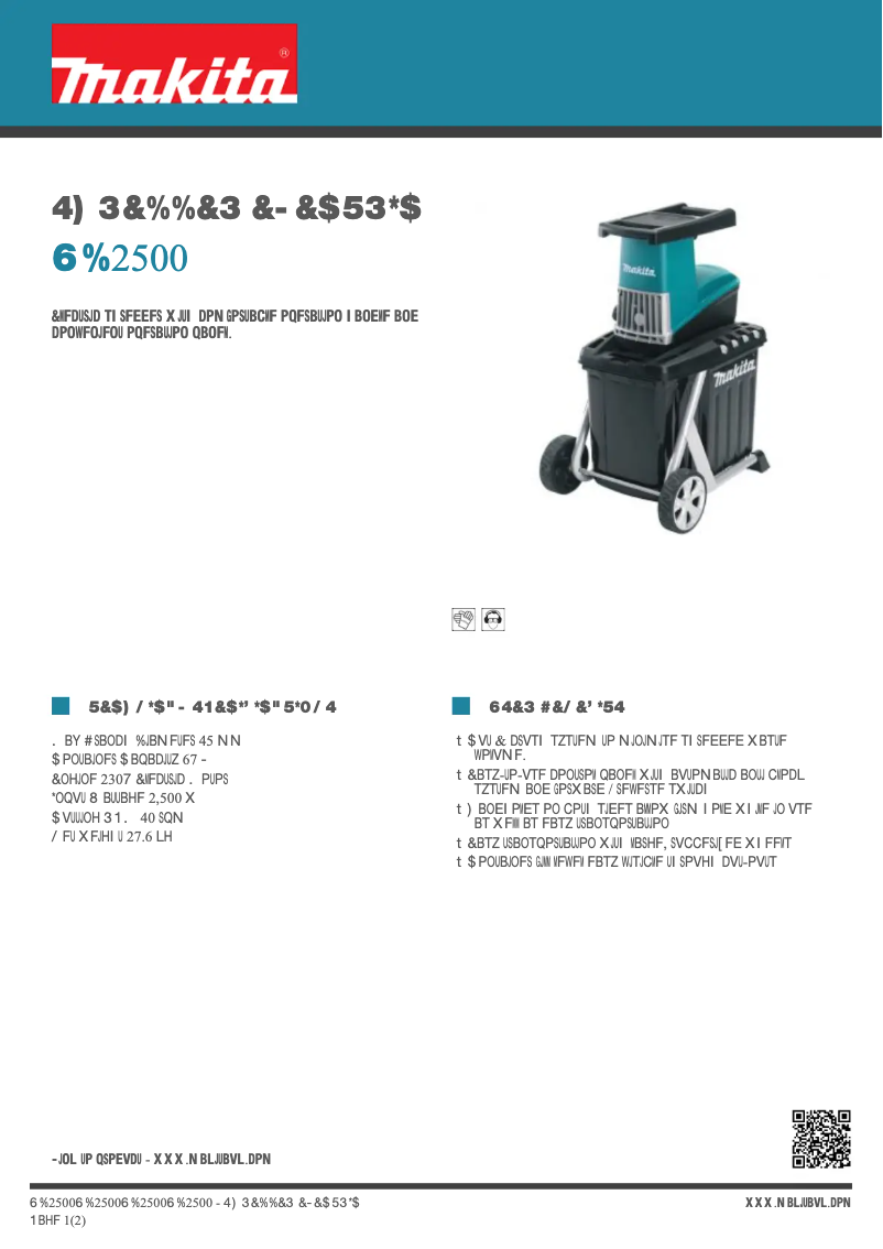 Page 1 de la notice Fiche technique Makita UD2500