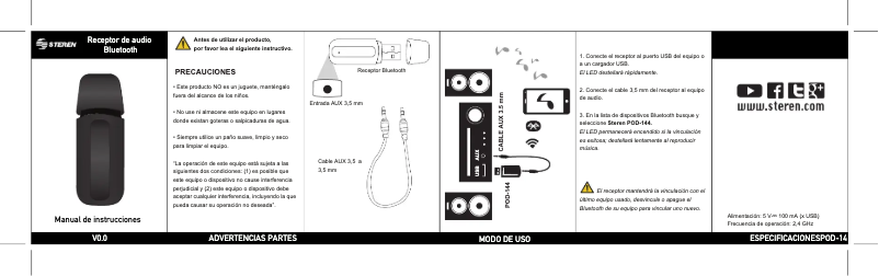 Image de la première page du manuel de l'appareil POD-144