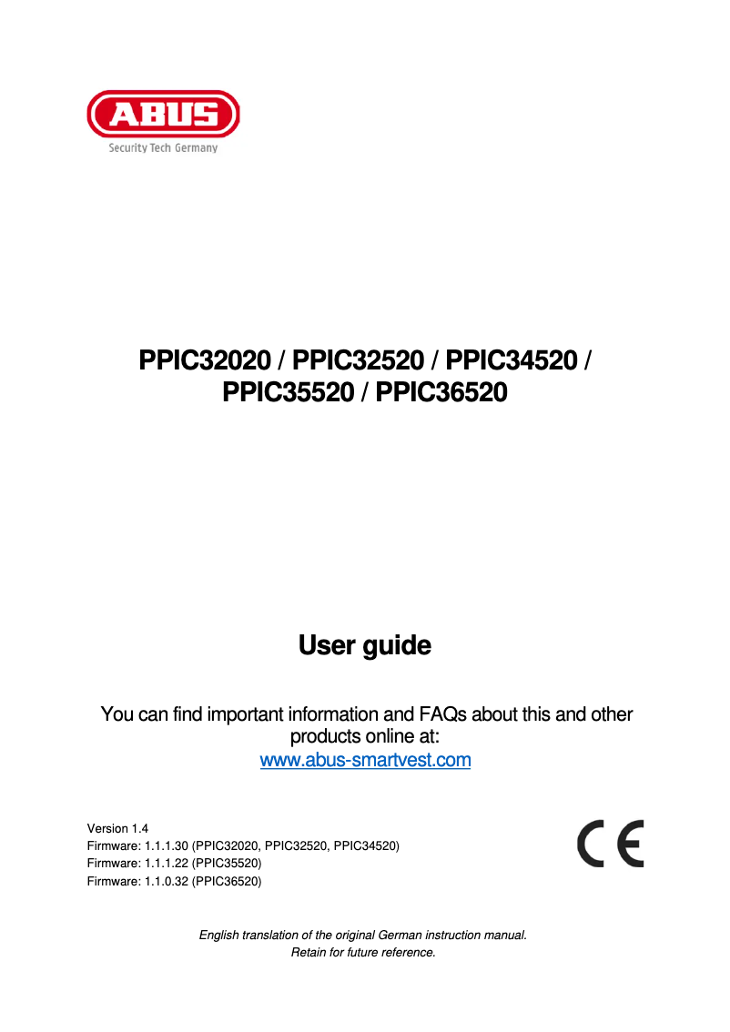 Page 1 de la notice Manuel utilisateur Abus PPIC34520