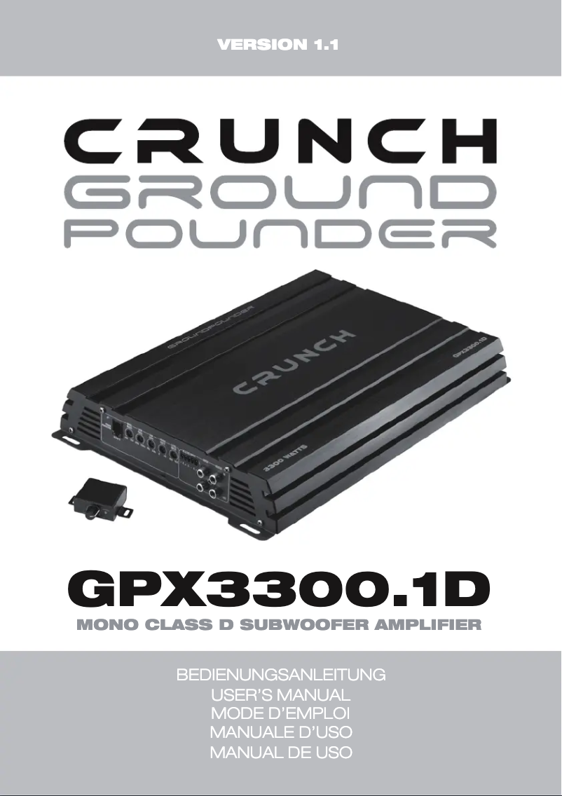 Page n°1 - Manuel utilisateur Crunch GPX3300.1D