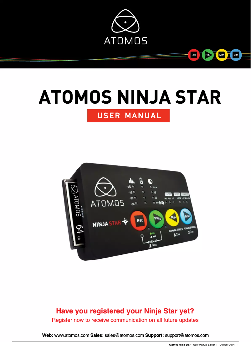Page n°1 - Manuel utilisateur Atomos Ninja Star