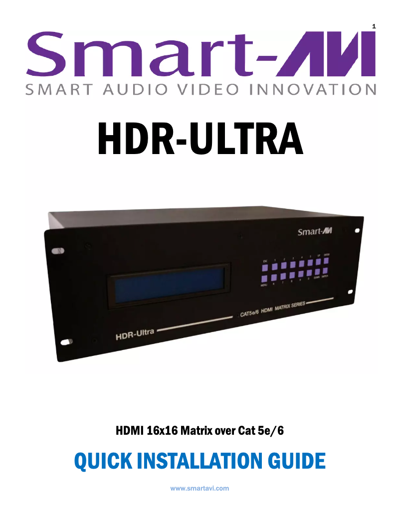 Page n°1 - Manuel utilisateur Smart-AVI HDRULT-1616