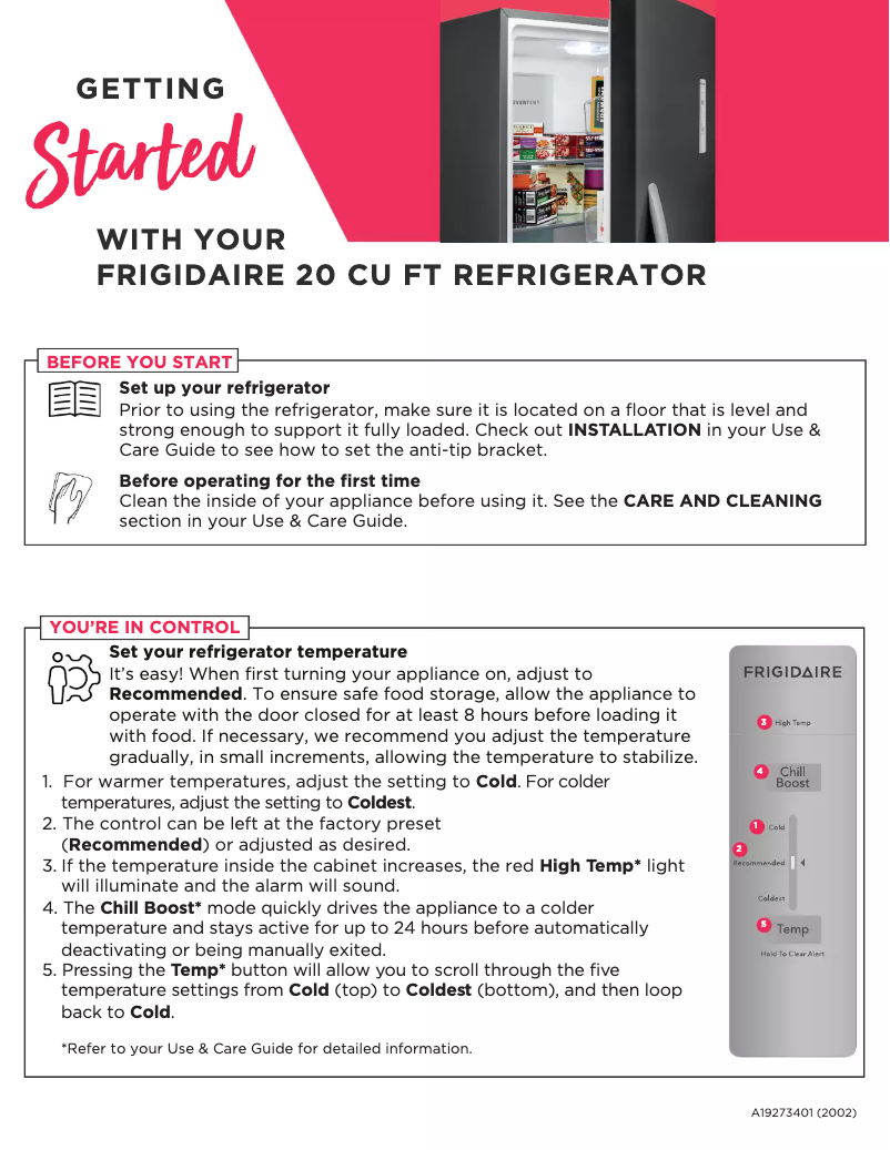 Image de la première page du manuel de l'appareil FRAE2024AW