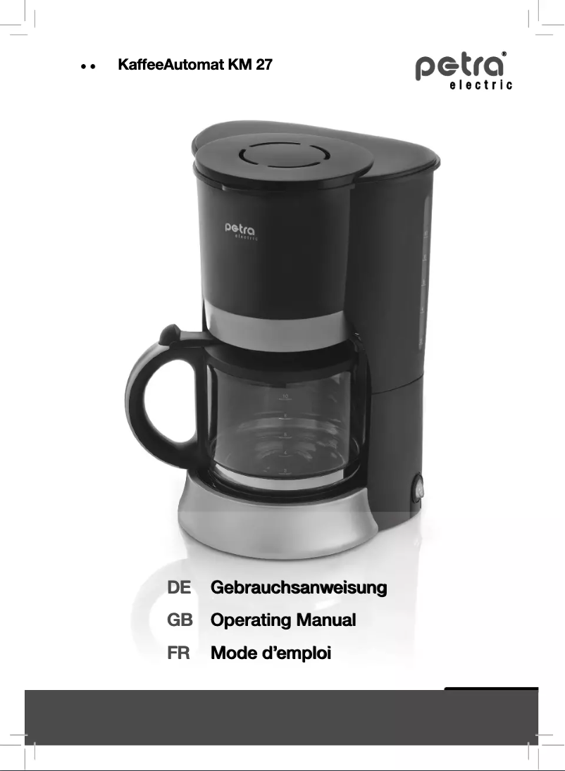 Page 1 de la notice Manuel utilisateur Petra Electric KM 27.07