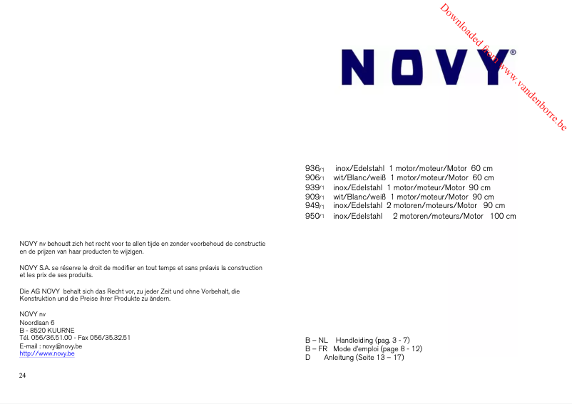 Page 1 de la notice Manuel utilisateur Novy D 936