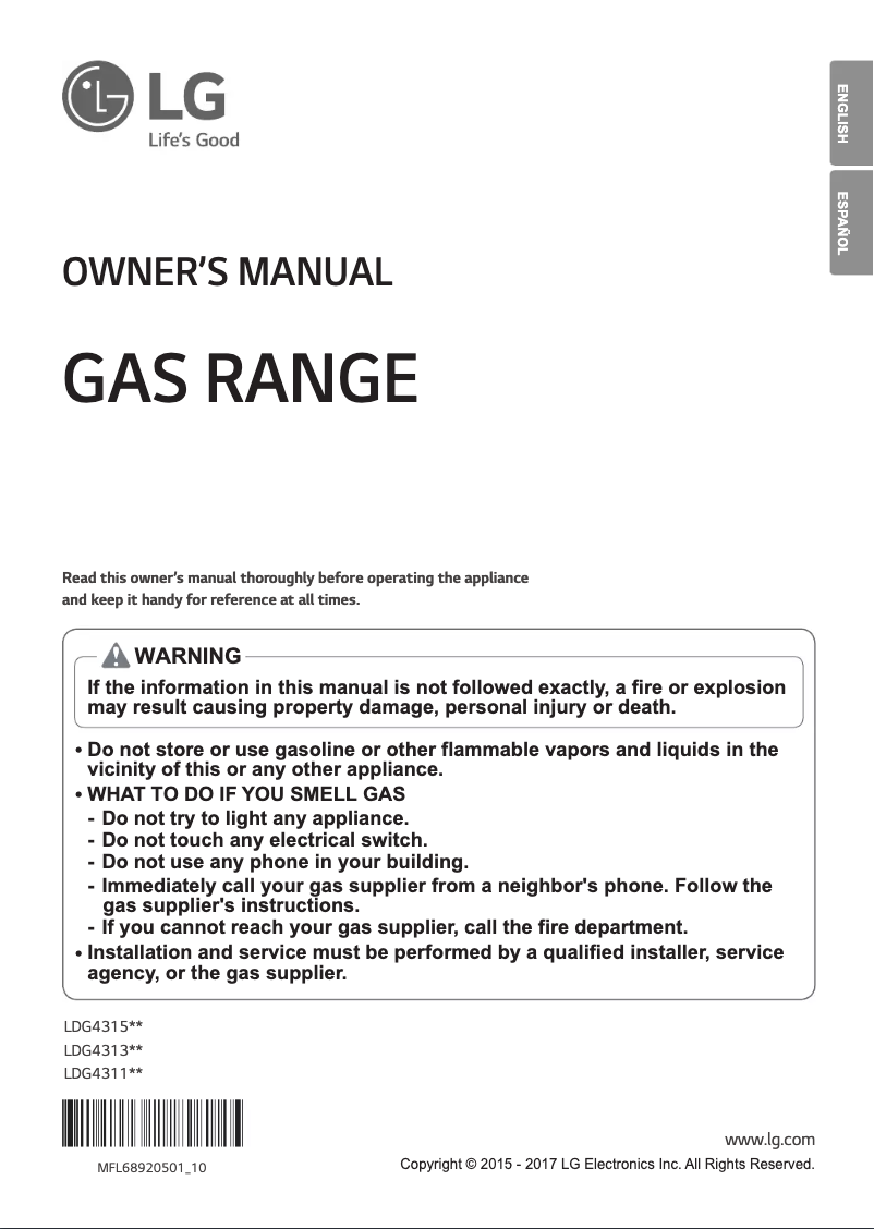 Page 1 de la notice Manuel utilisateur LG LDG4311ST