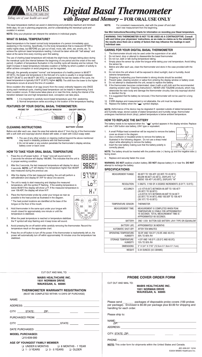 Page n°1 - Manuel utilisateur Mabis Digital Basal