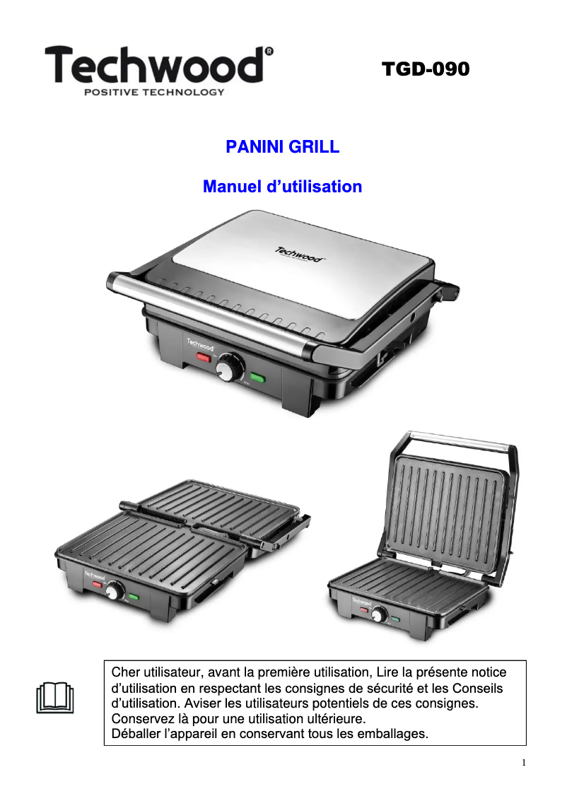 Page 1 de la notice Manuel utilisateur Techwood TGD-090