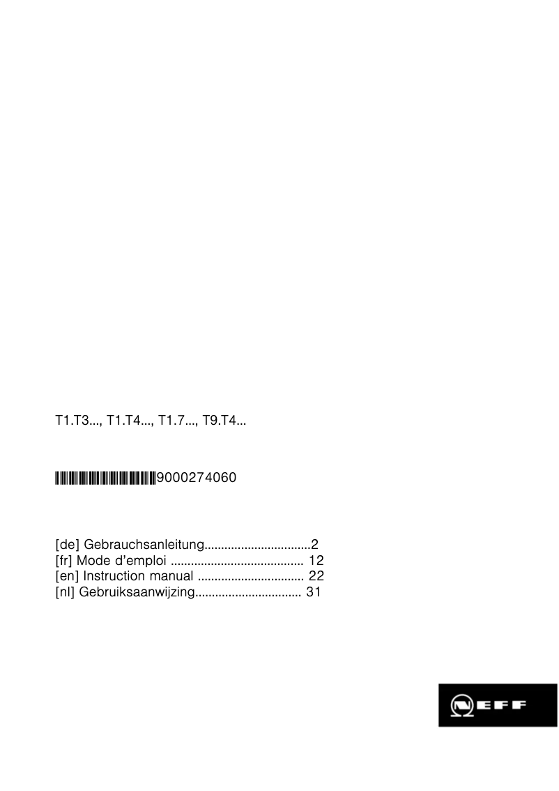 Page 1 de la notice Mode d'emploi Neff T14T40N0