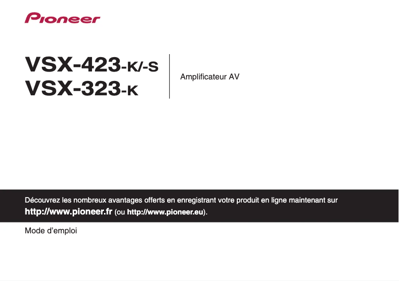 Page n°1 - Manuel utilisateur Pioneer VSX-423