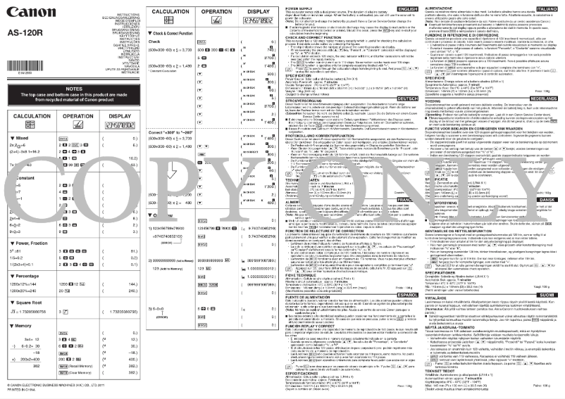 Page 1 de la notice Manuel utilisateur Canon AS-120R