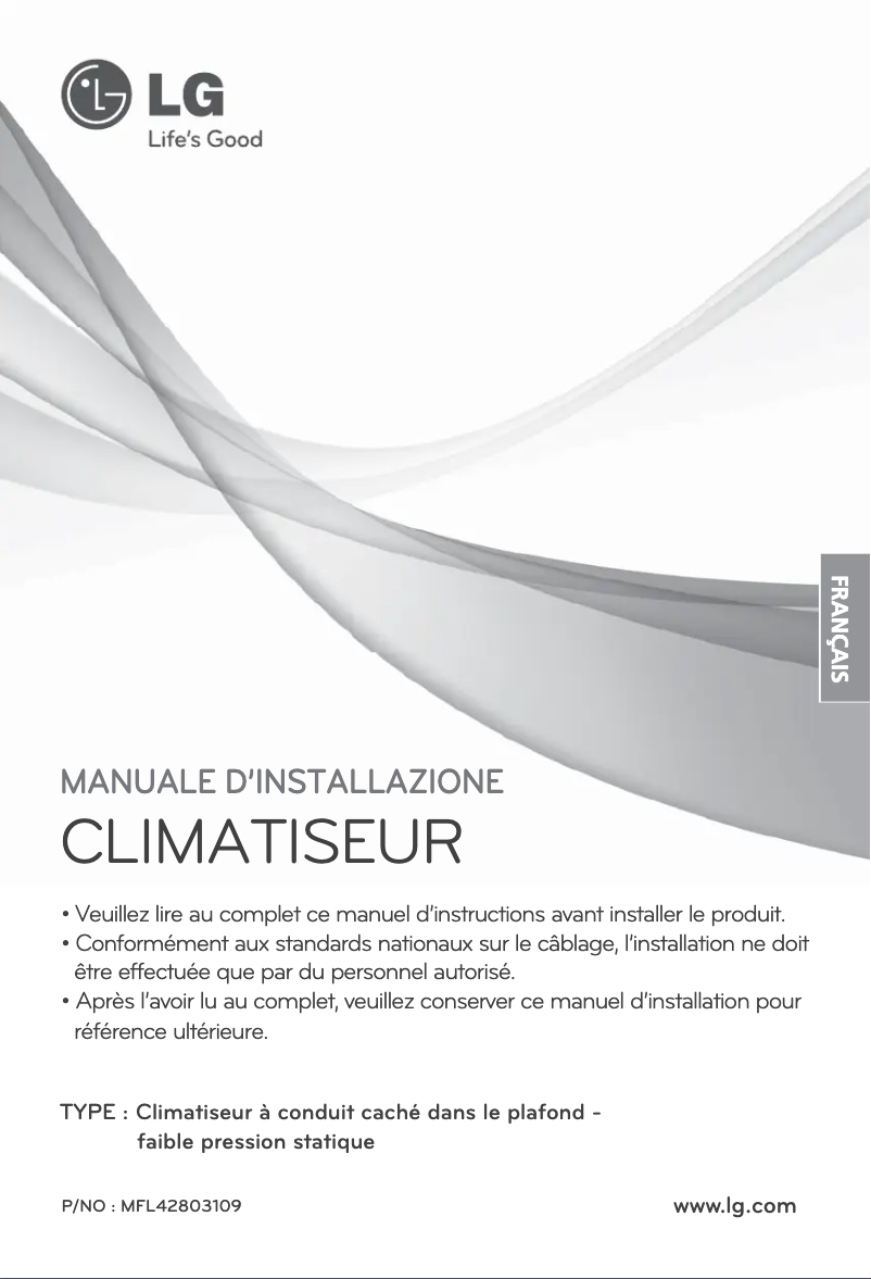 Page n°1 - Guide d'installation LG ARNU07GB1G2