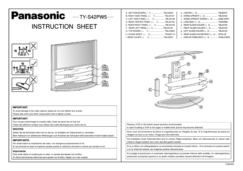 Page 1 de la notice Manuel utilisateur Panasonic TY-S42PW5