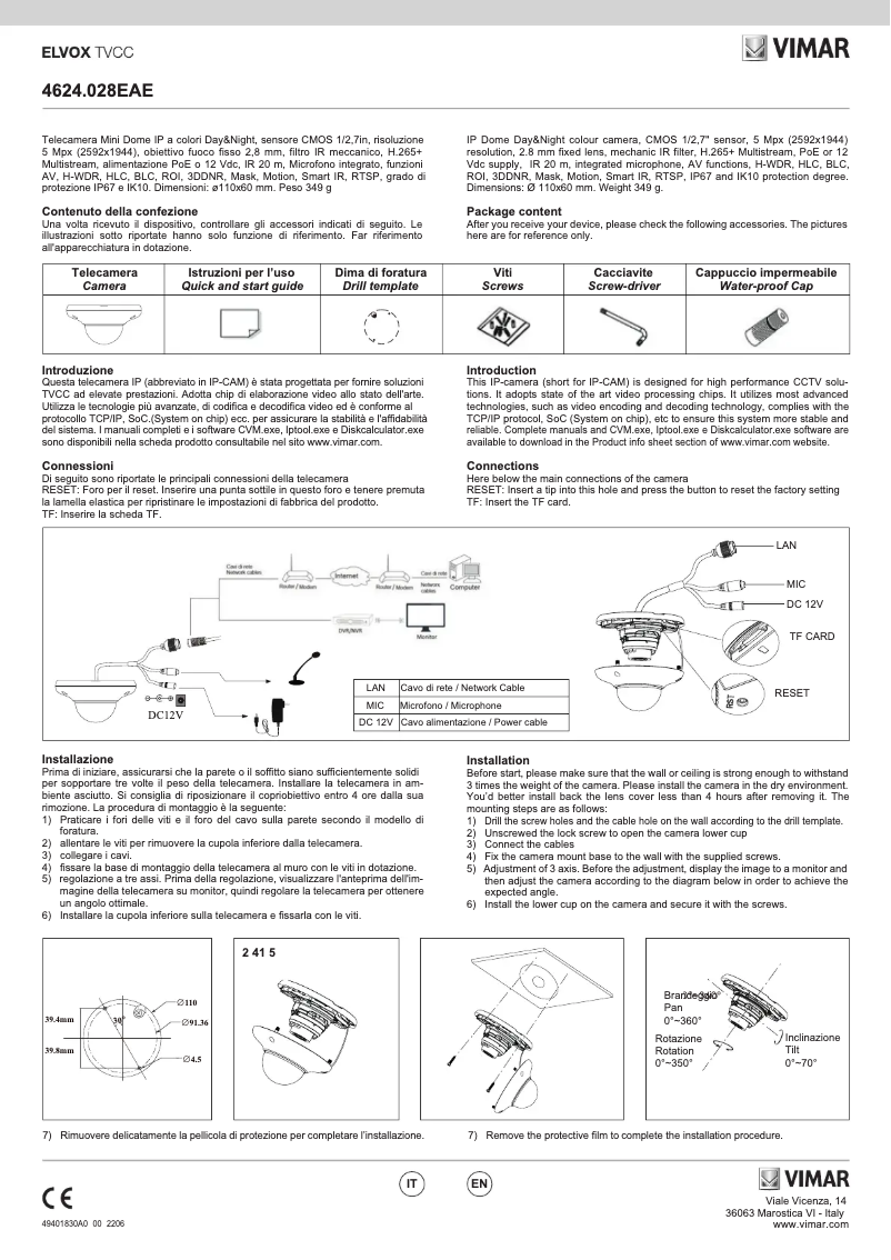 Page n°1 - Instructions / montage Vimar ELVOX 4624.028EAE
