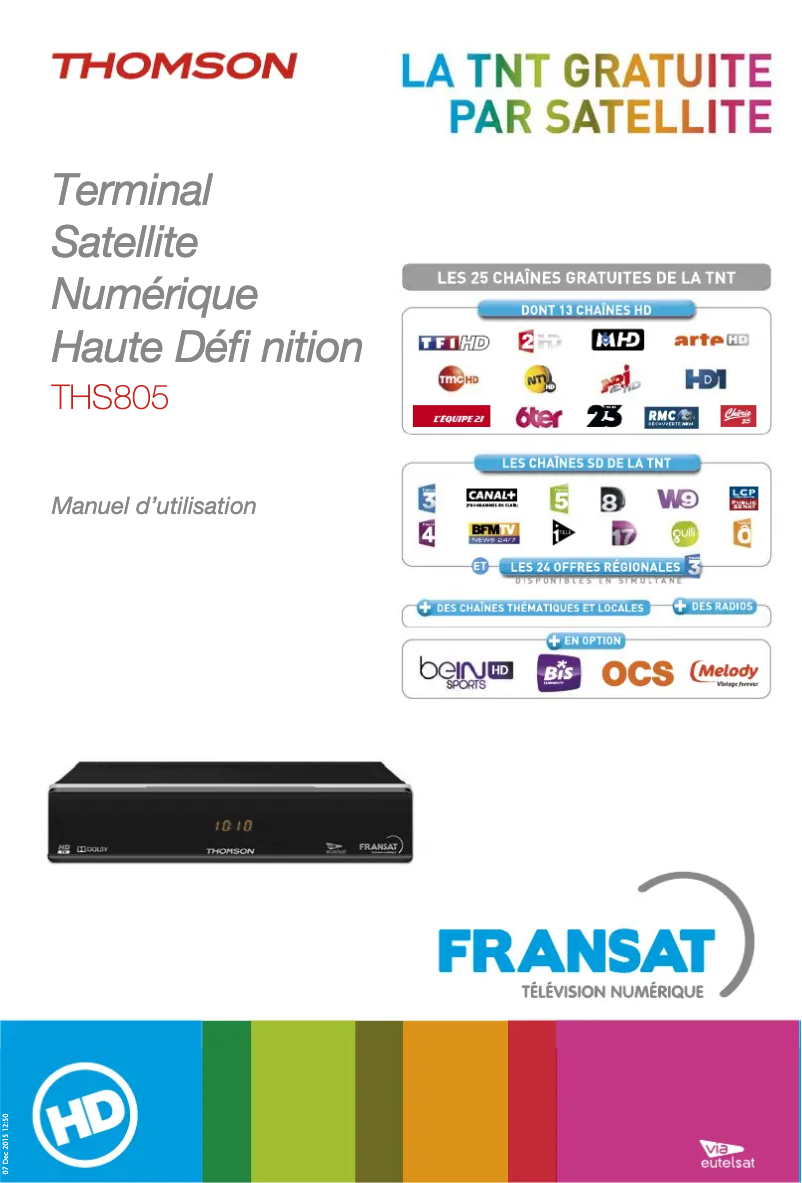 Page 1 de la notice Manuel utilisateur Thomson THS805