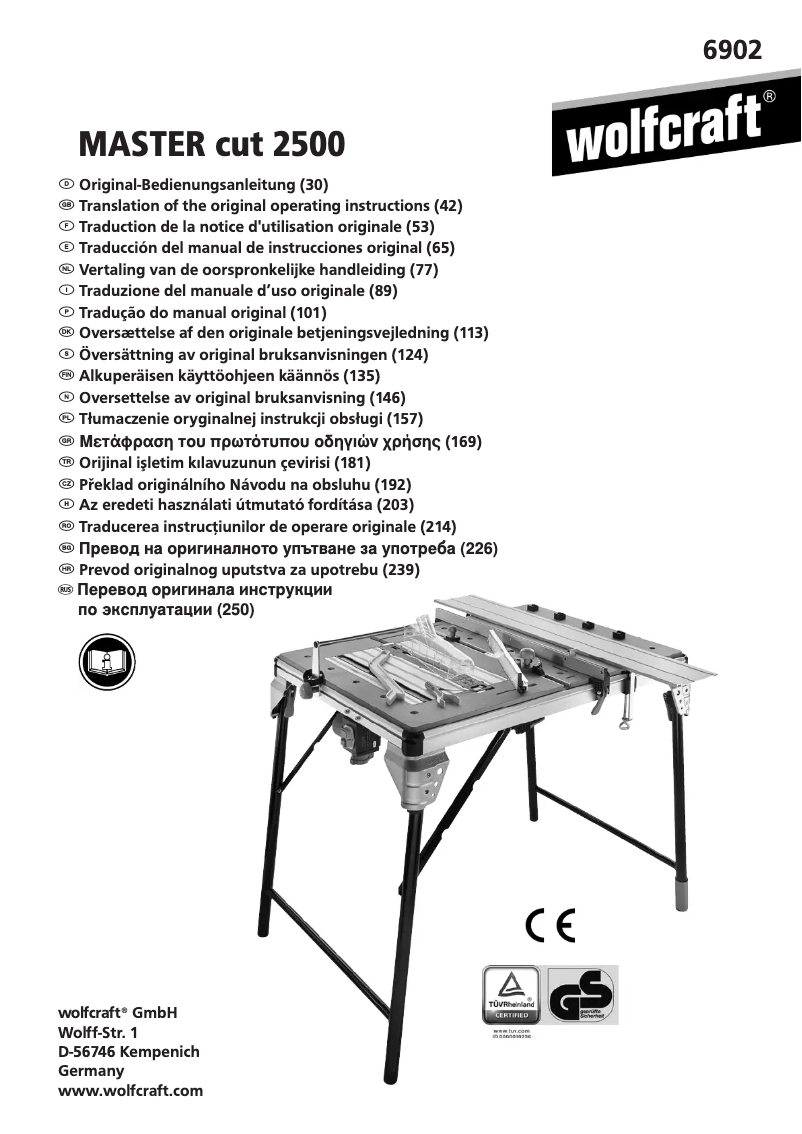 Page 1 de la notice Manuel utilisateur Wolfcraft 6902000