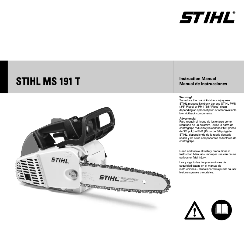 Page 1 de la notice Manuel utilisateur Stihl MS 191 T