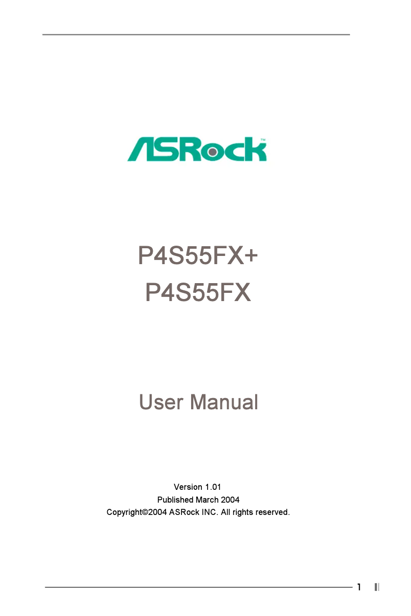 Page 1 de la notice Manuel utilisateur Asrock P4S55FX